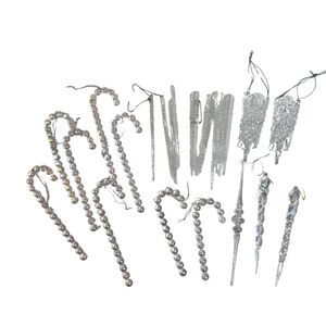 Christmas Holiday Ornament Mixed LOT of 25--Various Icicles Clear Plastic